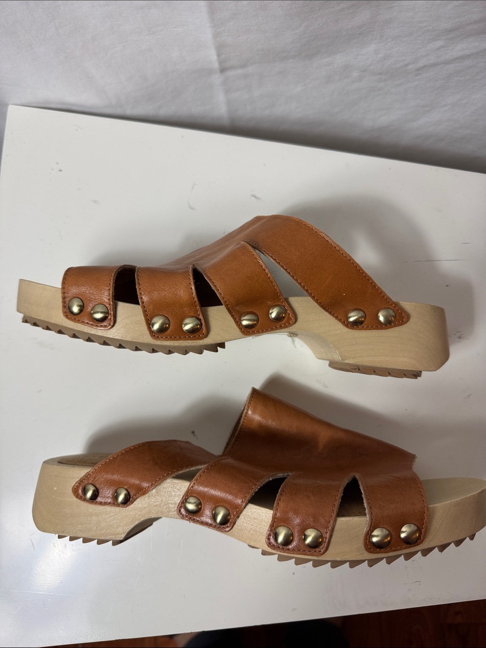 Kelsi Dagger Tan and Natural Cork Slide Sandals